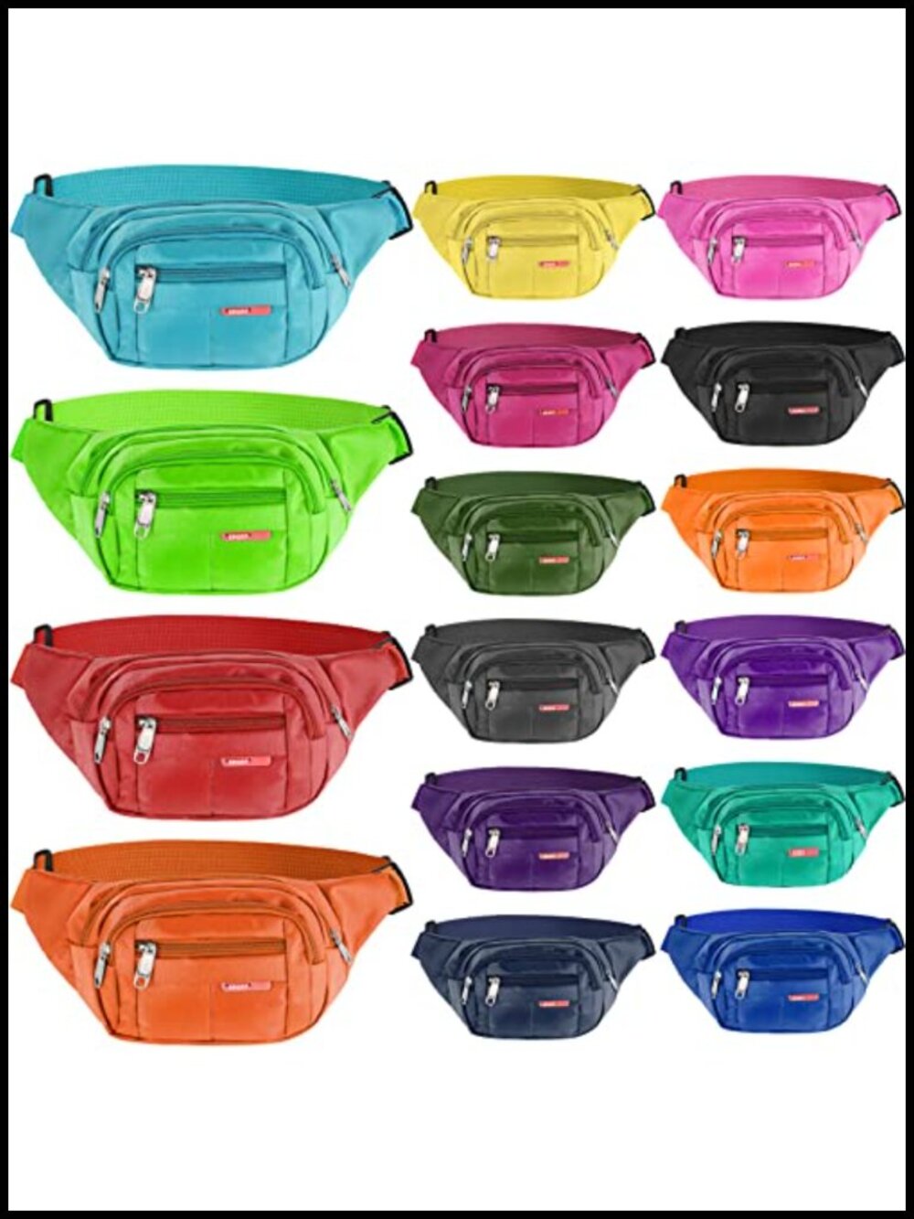 16pc Bulk Fanny Pack Set Adjustable Waist Bags 4-Pocket Zipper Canvas